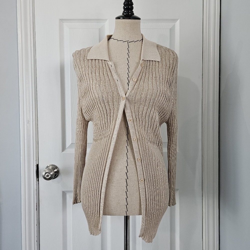 Escada Cream Slinky Cardigan Y2K style